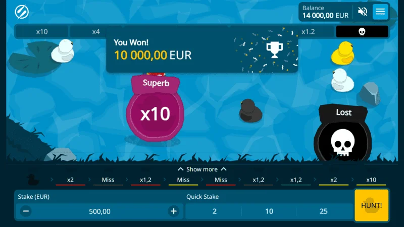 Exploding Ducks - big win with an x10 multiplier