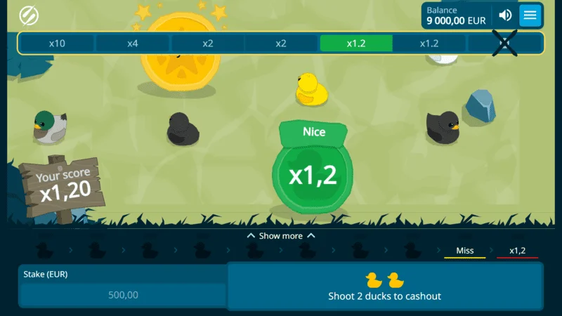 Exploding Ducks - a successful shot with an x1.2 multiplier