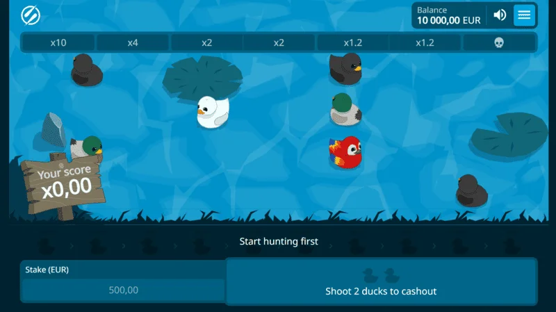 Exploding Ducks - game screen with ducks on the water